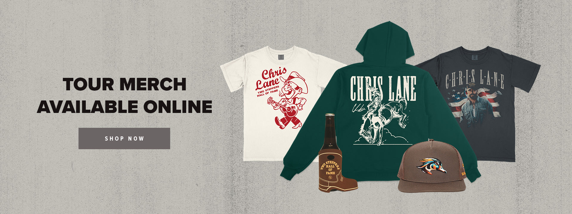 Tour merchandise available online. Shop now.